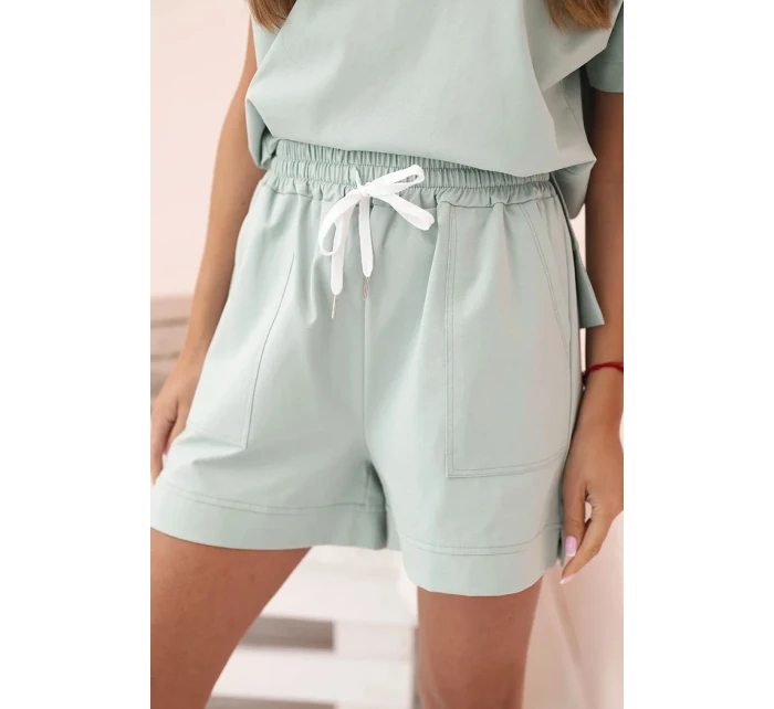 Dámský punto set s krátkými rukávy a šortkami tmavá máta Dámský punto set s krátkými rukávy a šortkami tmavá máta