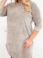 Dámské šaty Plus Size manšestrové s volným střihem fango hnědá Dámské šaty Plus Size manšestrové s volným střihem fango hnědá