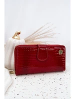 Lakovaný dámský peněženka s reliéfem a zlatým detailem červená Evlinne