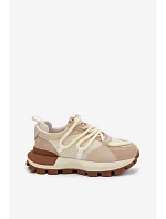 Kožené semišové dámské tenisky model 22095140 Béžové - Goe