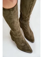 Eko Semišové Kozačky Na Podpatku Tmavě Zelené model 20865230 - Kesi Eko Semišové Kozačky Na Podpatku Tmavě Zelené model 20865230 - Kesi