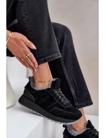 Semišové dámské tenisky s kožíškem a lesklým prvkem Big Star OO274580 Hi-Poly System černé Semišové dámské tenisky s kožíškem a lesklým prvkem Big Star OO274580 Hi-Poly System černé