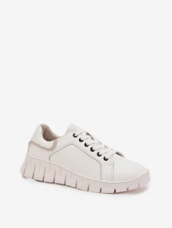 Dámské kožené polobotky se šněrováním Vinceza – bílé