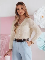 Dámský žebrovaný svetr oversize ecru Dstreet model 21986099 - FashionStreet Dámský žebrovaný svetr oversize ecru Dstreet model 21986099 - FashionStreet