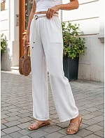 Dámské kalhoty s širokými nohavicemi, bílé, FashionStreet UY3070 Dámské kalhoty s širokými nohavicemi, bílé, FashionStreet UY3070