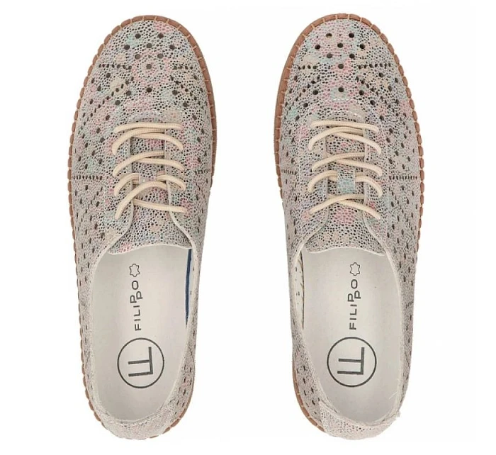 Dámská kožená prolamovaná vícebarevná polobotka Filippo model 22097369 Dámská kožená prolamovaná vícebarevná polobotka Filippo model 22097369