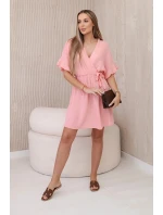 Mušelínové šaty s pasem meruňka