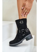 Dámské Botky Na Nízkém Podpatku S Přezkami Černé Zudra Dámské Botky Na Nízkém Podpatku S Přezkami Černé Zudra