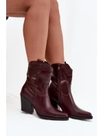 Dámské kožené boty typu kovboj na podpatku Bordové Sorelia Dámské kožené boty typu kovboj na podpatku Bordové Sorelia