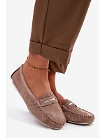 Dámské ploché Mokasíny z přírodního semiše S.Barski LR61-7029 Hnědé