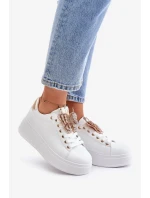 Dámské Tenisky Na Platformě S Motýlem Bílo-Zlaté Naritevia