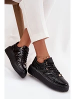 Dámské lakované tenisky na platformě – černé Lee Cooper Dámské lakované tenisky na platformě – černé Lee Cooper