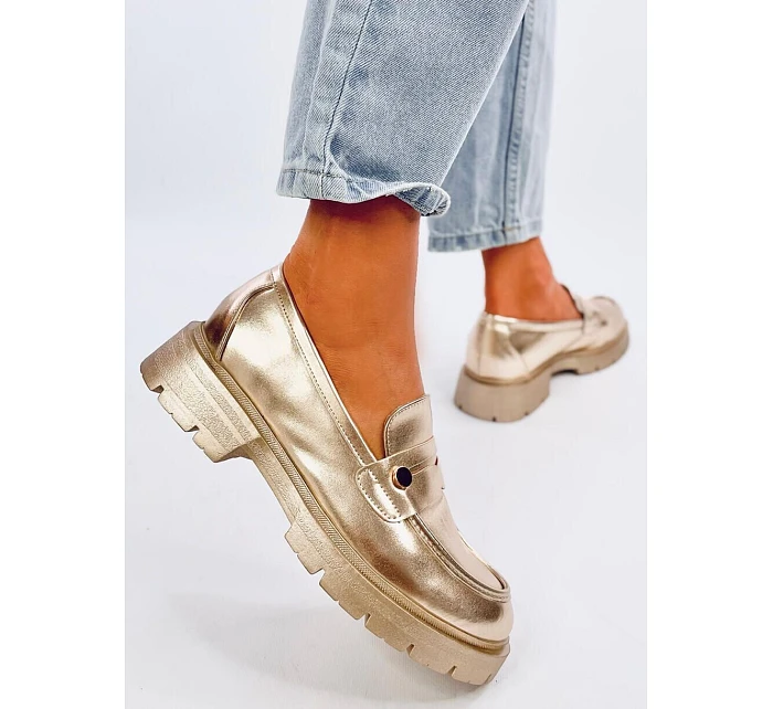 Kožené dámské mokasíny 28359 1736 zlaté - Ideal Shoes