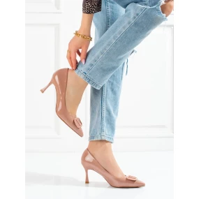 Jedinečné  lodičky dámské hnědé na jehlovém podpatku