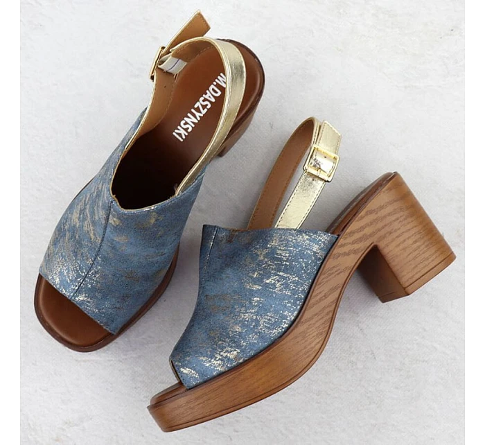 Dámské sandály na jehlovém podpatku denim gold M.Daszynski model 22051579 - M. Daszyński