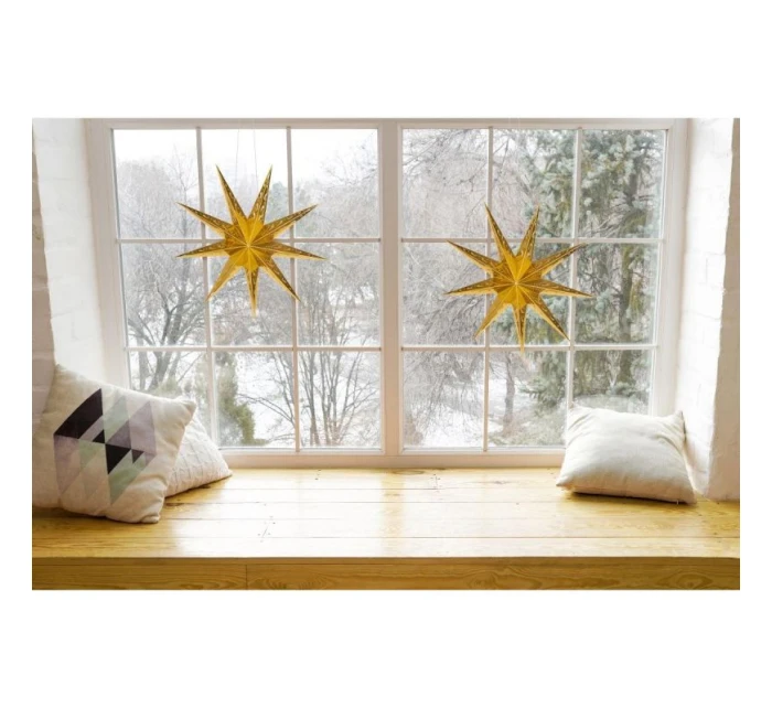 DEKORACE PAPÍROVÁ HVĚZDA Š.45 CM 9 ZLATÉ RÁMEČKY dětské DEKORACE PAPÍROVÁ HVĚZDA Š.45 CM 9 ZLATÉ RÁMEČKY dětské