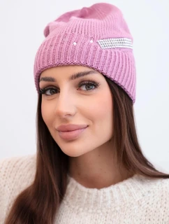 Dámská zimní vlněná čepice s ozdobnými krystalky K399 černá