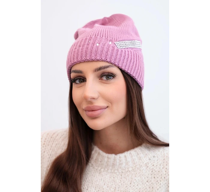 Dámská zimní vlněná čepice s ozdobnými krystalky K399 černá