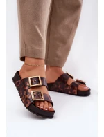Dámské Pantofle S Přezkami Leopardí Hnědé model 21695871 - Zaxy