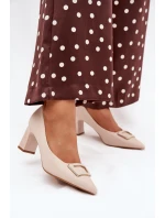 Lodičky Na Podpatku S Přezkou Béžové model 21704550 - Boto