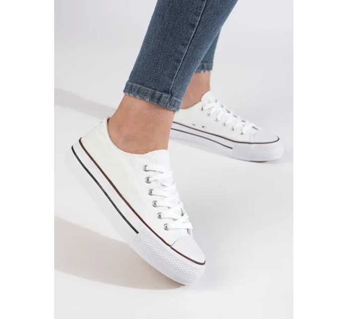 Zajímavé  tenisky bílé dámské bez podpatku