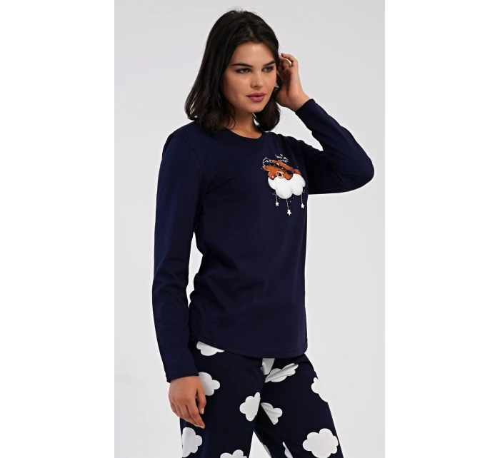 Dámské pyžamo dlouhé Méďa na obláčku Dámské pyžamo dlouhé Méďa na obláčku