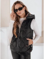 Dámská prošívaná vesta s kapucí MISSVEST černá FashionStreet TY5022