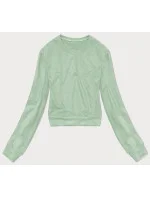 Tenká krátká dámská tepláková mikina v pistáciové barvě model 20086901 - J.STYLE