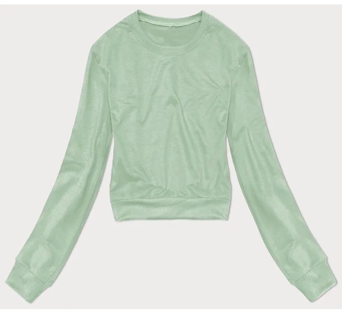 Tenká krátká dámská tepláková mikina v pistáciové barvě model 20086901 - J.STYLE