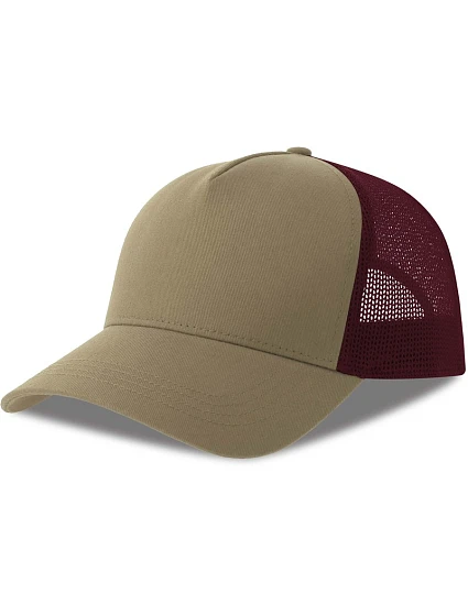 Atlantis Headwear Rapper Cotton-S 5 panelová Trucker kšiltovka 33.0260 khaki/burgundy Atlantis Headwear Rapper Cotton-S 5 panelová Trucker kšiltovka 33.0260 khaki/burgundy