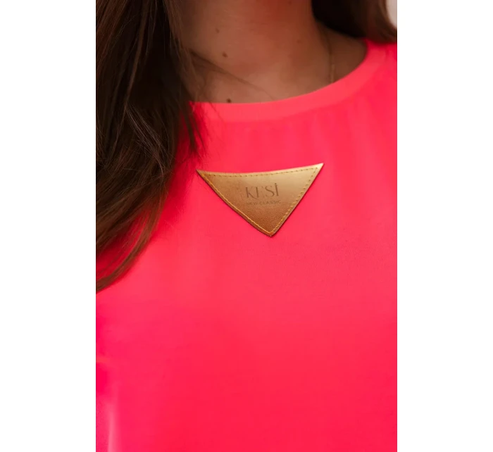 Bavlněná halenka s volánky na ramenou Růžový neon