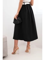 Dámská viskózová sukně s páskem a záhyby černá Dámská viskózová sukně s páskem a záhyby černá