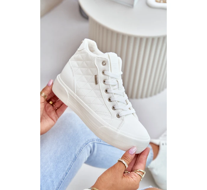 Zateplené Dámské Tenisky Se Švy Bílé Big Star OO274A479 Zateplené Dámské Tenisky Se Švy Bílé Big Star OO274A479