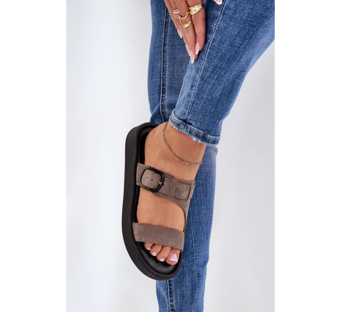 Dámské Semišové Pantofle Na Platformě Hnědé model 21686348 - Zazoo