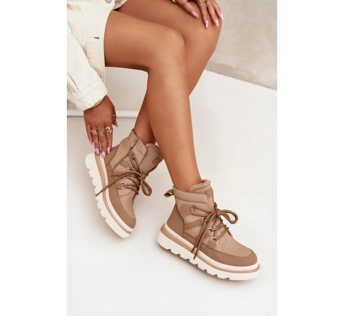 Dámské Botky Trapery Na Platformě Camel model 21705281 - Boto Dámské Botky Trapery Na Platformě Camel model 21705281 - Boto