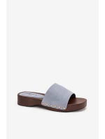 Dámské pantofle se zlatými sponami modré model 21918761 - Boto Dámské pantofle se zlatými sponami modré model 21918761 - Boto