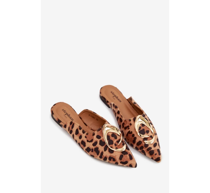 Dámské pantofle s ozdobným zlatým detailem Panterka model 21918964 - Boto