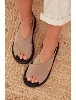 Dámské sandály Zazoo 3196 z přírodního semiše Béžové