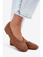 Kožené rovné baleríny Camel Larelle