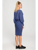 M690 Kombinované pletené šaty - indigo