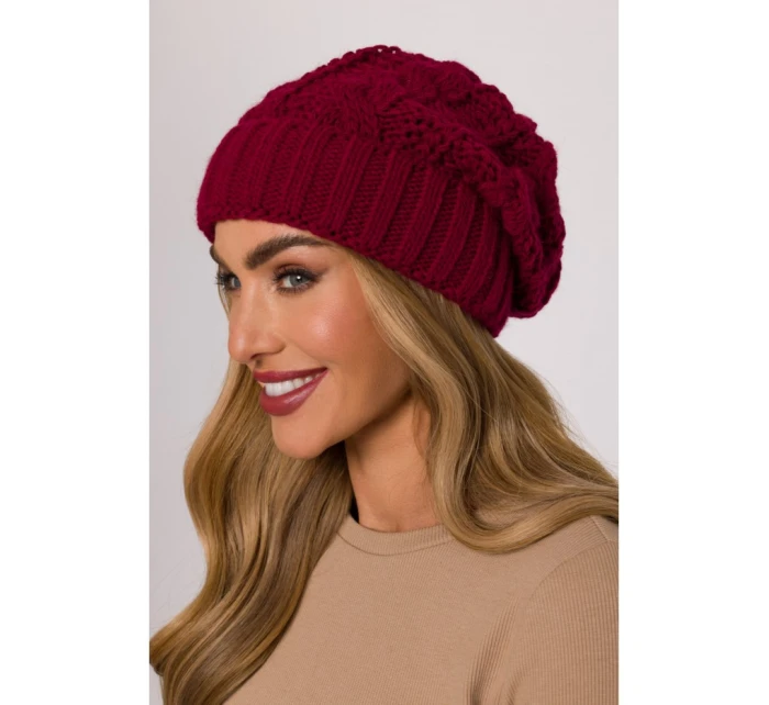 model 21417260 Pletená čepice bordó - Moe model 21417260 Pletená čepice bordó - Moe