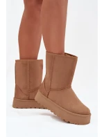 Dámské zateplené sněhule Abrams s kožíškem – camel Dámské zateplené sněhule Abrams s kožíškem – camel