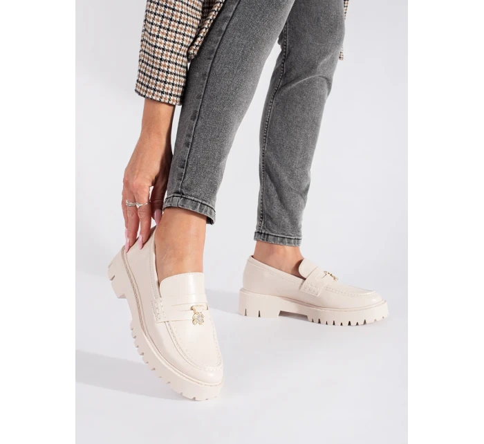 Luxusní mokasíny dámské hnědé platforma Luxusní mokasíny dámské hnědé platforma