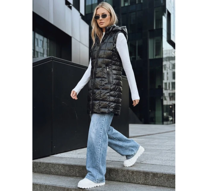 Dámská prošívaná vesta s kapucí černá FashionStreet TY5257