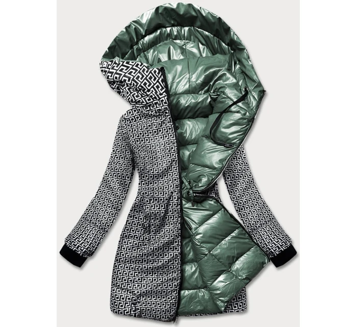 Zelená oboustranná dámská metalická bunda (b8070-10)