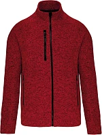 Kariban K 9106 Pánská melanžová pletená fleecová bunda 20.9106 red melange
