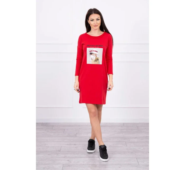 Šaty s potiskem koše červené Šaty s potiskem koše červené