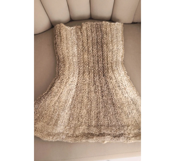 Dámský pletený měkký šátek golf zimní KN21 béžový