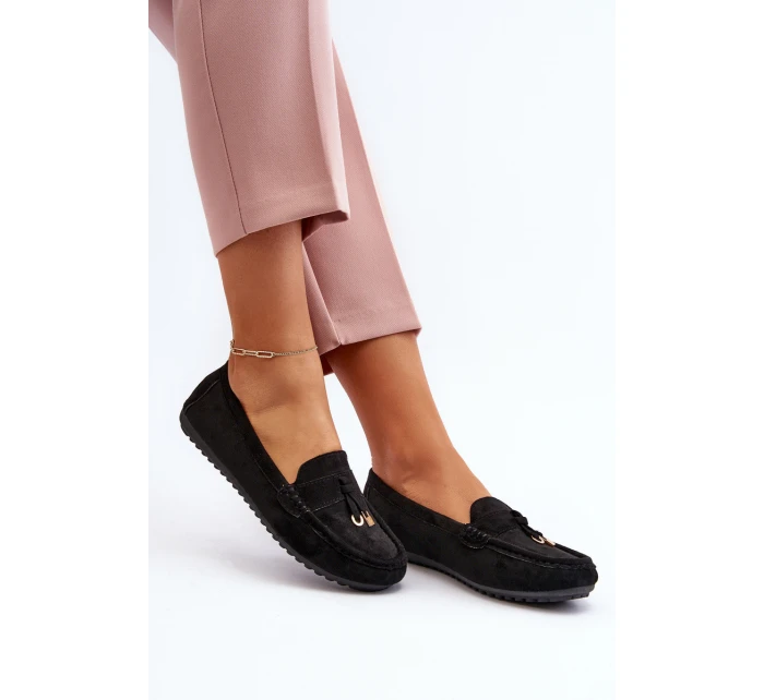 Dámské klasické černé semišové mokasíny model 21651268 - Boto Dámské klasické černé semišové mokasíny model 21651268 - Boto