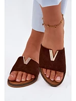 Dámské ploché s ozdobným detailem V Čokoládové model 22111391 - Boto